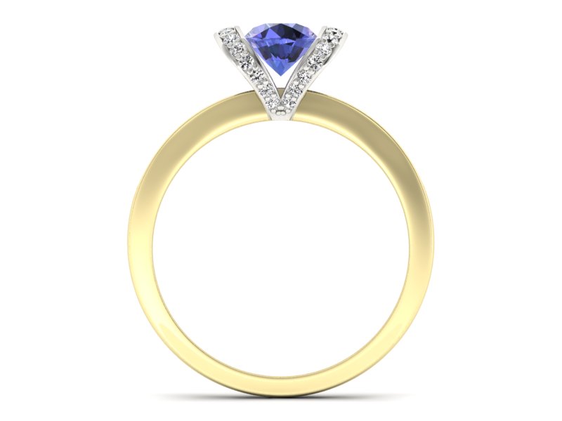 Pierścionek z tanzanitem i brylantami - p16034zbt — zdjęcie 2