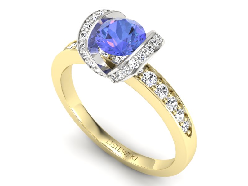 Pierścionek z tanzanitem i brylantami - p16034zbt — zdjęcie 3
