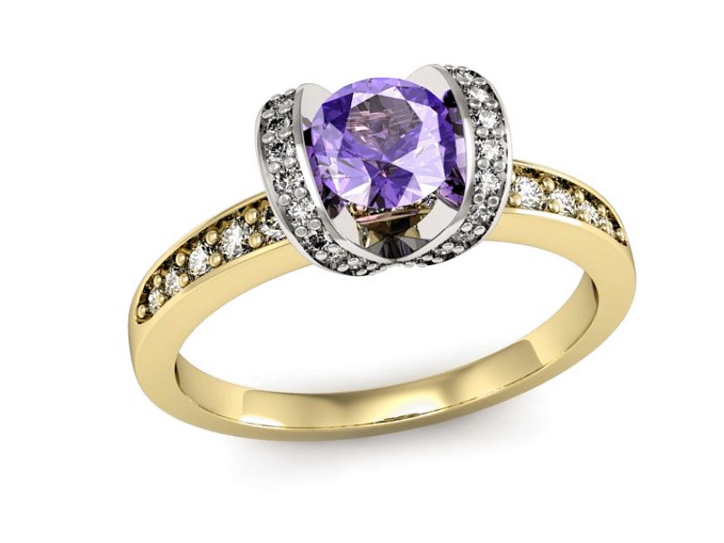 Pierścionek z tanzanitem i brylantami - p16034zbt — zdjęcie 4