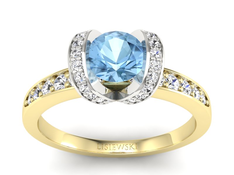 Złoty pierścionek topaz i brylanty złoto - p16034zbtp