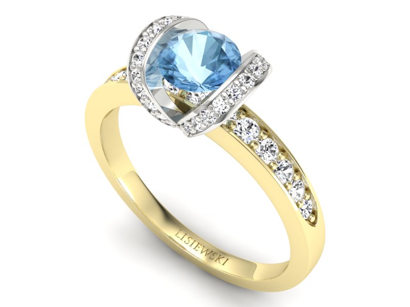 Złoty pierścionek topaz i brylanty złoto - p16034zbtp — zdjęcie 3