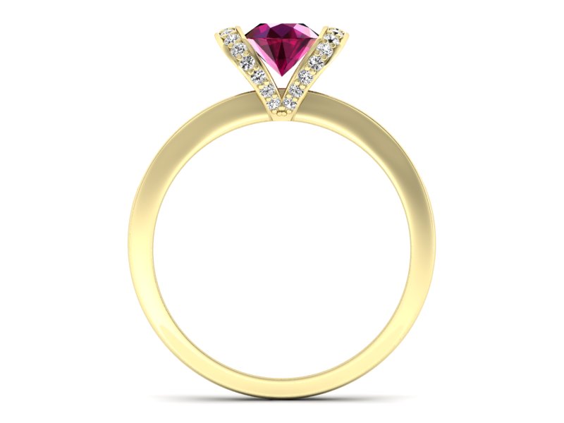 Pierścionek zaręczynowy z rubinem i brylantami - p16034zr — zdjęcie 2