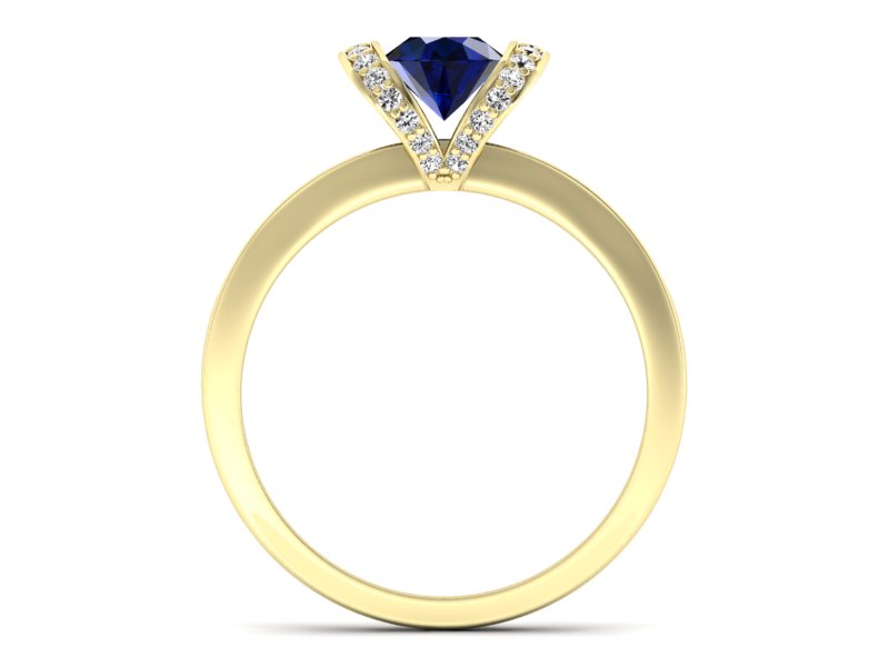 Złoty pierścionek z szafirem i diamentami - p16034zsz — zdjęcie 2