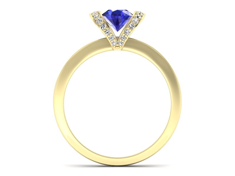 Złoty pierścionek z szafirem i diamentami - p16034zszc — zdjęcie 2