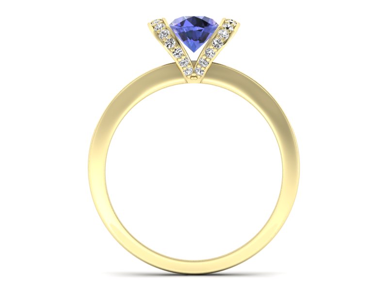 Pierścionek z tanzanitem i brylantami żółte złoto - p16034zt — zdjęcie 2