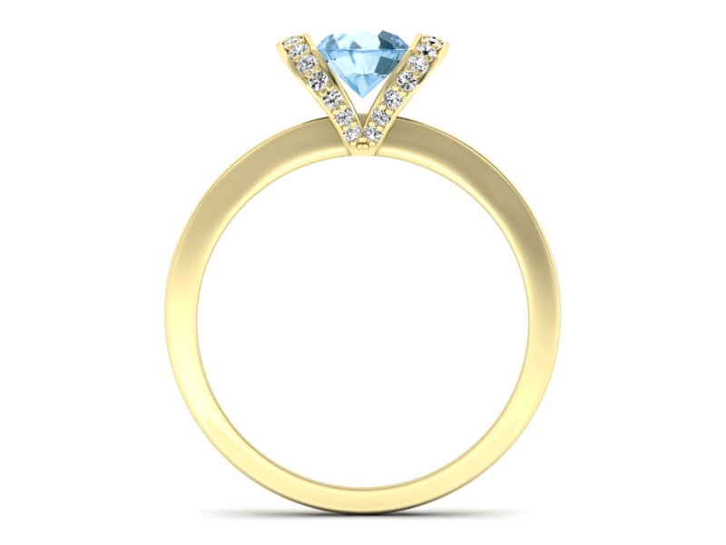 Pierścionek z topazem i brylantami żółte złoto - p16034ztp — zdjęcie 2