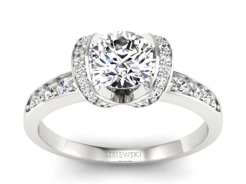 Złoty pierścionek z brylantami białe złoto - p16035b