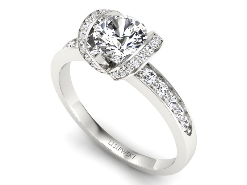 Złoty pierścionek z brylantami białe złoto - p16035b — zdjęcie 3