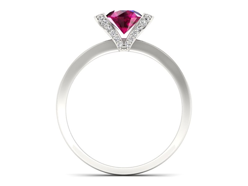 Pierścionek z rubinem i brylantami białe złoto - p16035br — zdjęcie 2