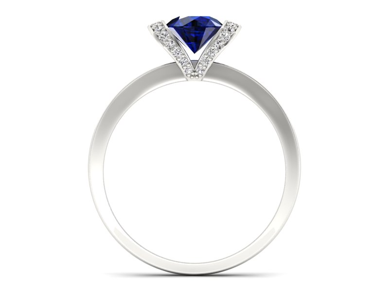 Pierścionek z szafirem i brylantami białe złoto - p16035bsz — zdjęcie 2