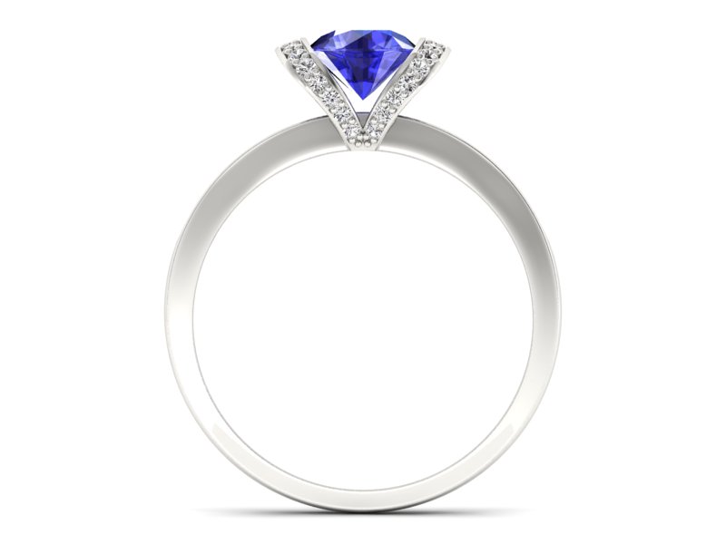 Pierścionek z szafirem i brylantami białe złoto - p16035bszc — zdjęcie 2