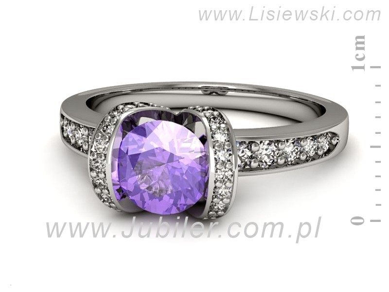 Pierścionek z tanzanitem białe złoto z brylantami - p16035bt — zdjęcie 5