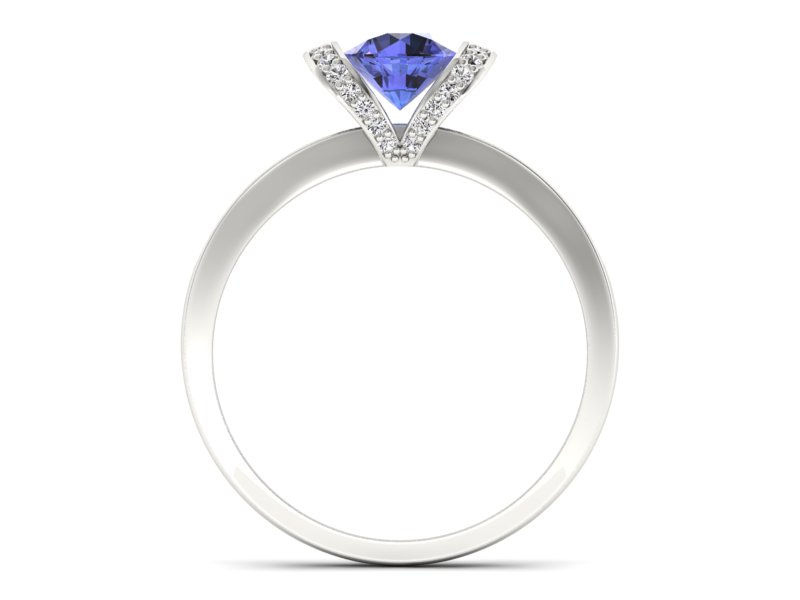 Pierścionek z tanzanitem białe złoto z brylantami - p16035bt — zdjęcie 2