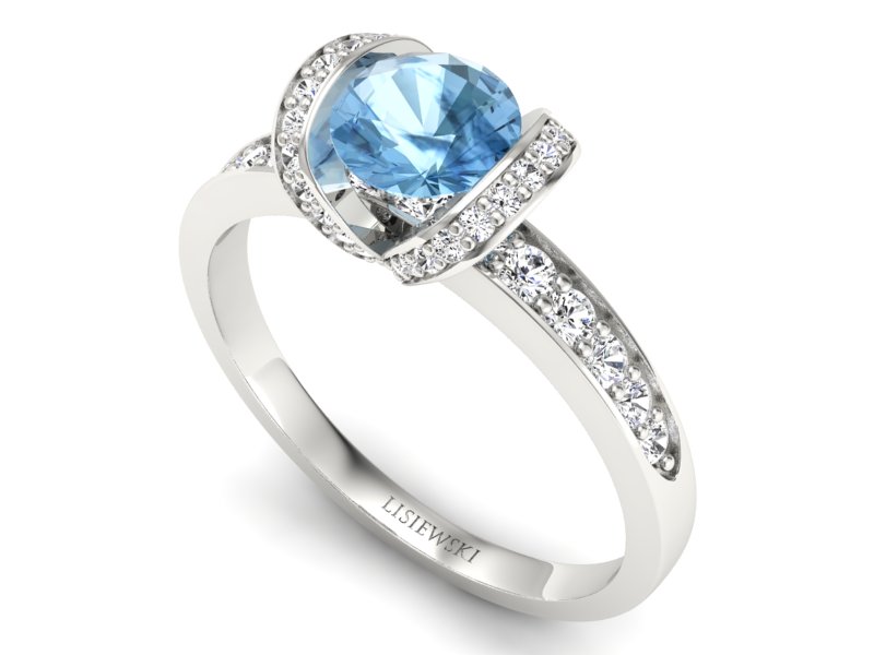 Pierścionek z topazem i brylantami białe złoto - p16035btp — zdjęcie 3