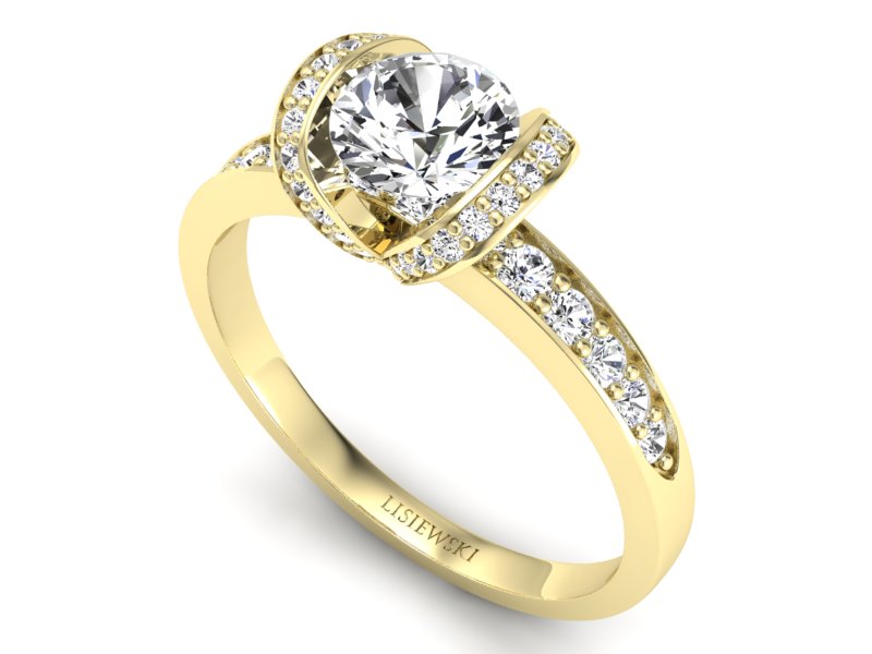 Złoty pierścionek z brylantami żółte złoto - p16035z — zdjęcie 3