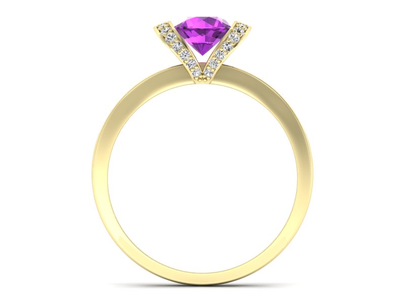 Pierścionek ametyst i brylanty żółte złoto - p16035zat — zdjęcie 2