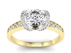 Pierścionek z diamentami żółte i białe złoto - p16035zb