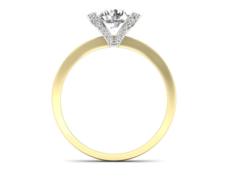 Pierścionek z diamentami żółte i białe złoto - p16035zb — zdjęcie 2