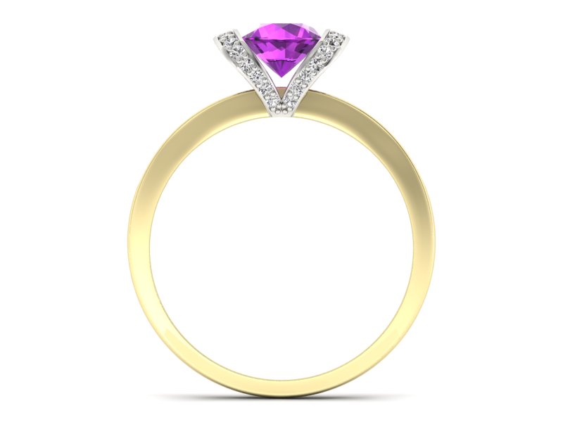 Pierścionek ametyst brylanty żółte białe złoto - p16035zbat — zdjęcie 2
