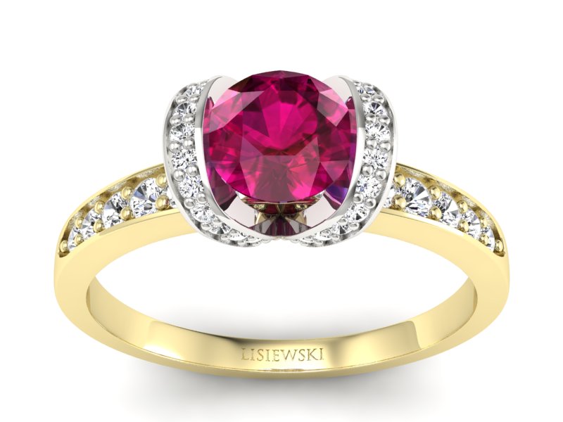 Pierścionek z rubinem i diamentami - p16035zbr