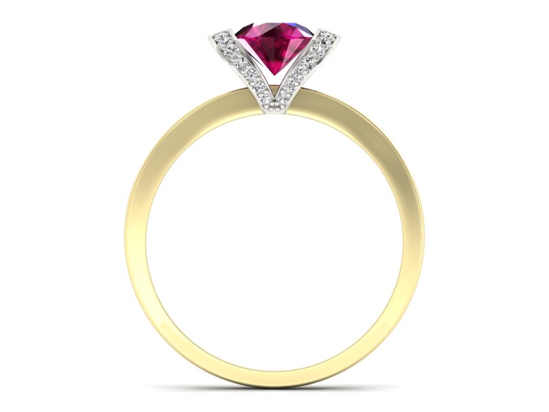 Pierścionek z rubinem i diamentami - p16035zbr — zdjęcie 2