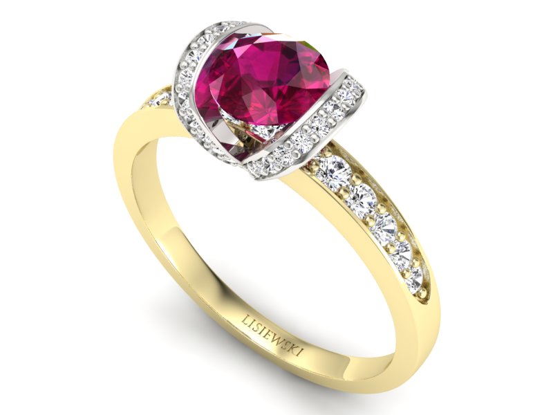 Pierścionek z rubinem i diamentami - p16035zbr — zdjęcie 3