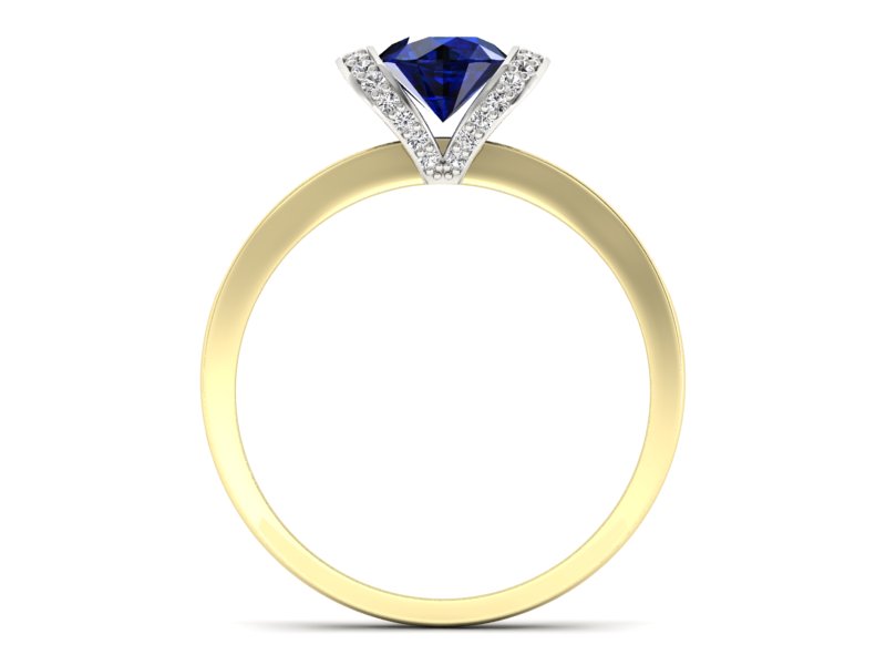 Pierścionek szafir i diamenty białe żółte złoto - p16035zbsz — zdjęcie 2