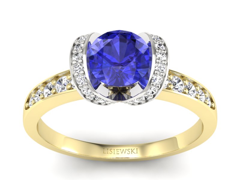 Pierścionek z szafirem i diamentami - p16035zbszc