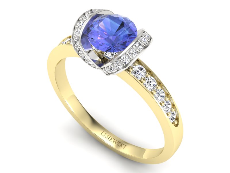Pierścionek z tanzanitem i brylantami - p16035zbt — zdjęcie 3