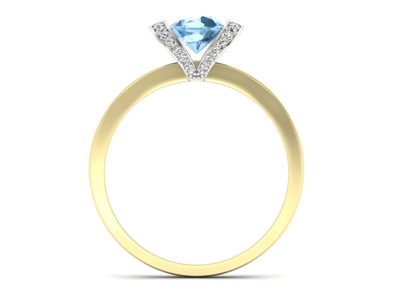 Pierścionek topaz i brylanty białe żółte złoto - p16035zbtp — zdjęcie 2