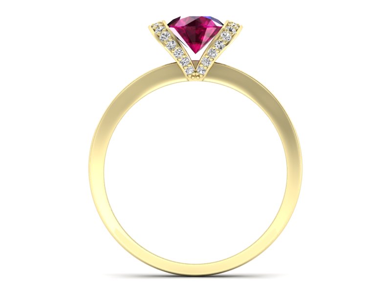 Pierścionek z rubinem i brylantami żółte złoto - p16035zr — zdjęcie 2