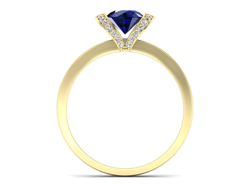 Złoty pierścionek z szafirem i diamentami - p16035zsz — zdjęcie 2