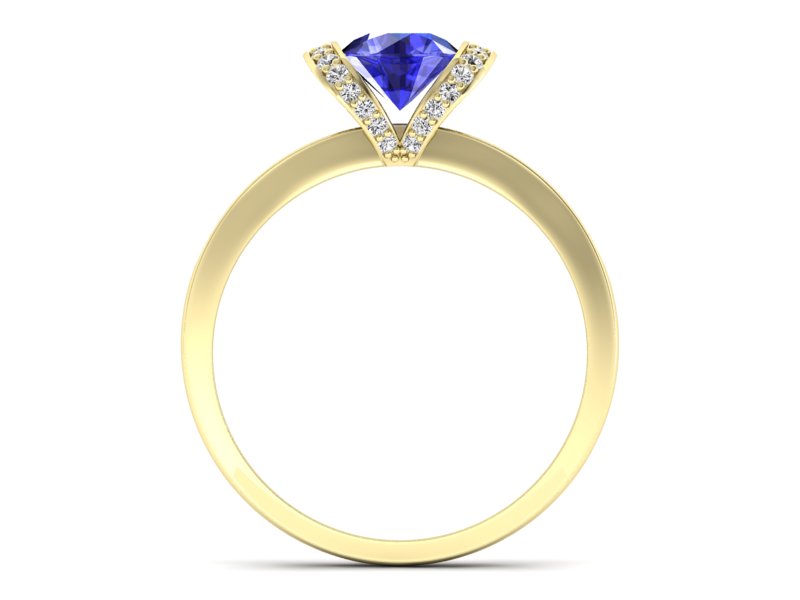 Złoty pierścionek z szafirem i diamentami - p16035zszc — zdjęcie 2