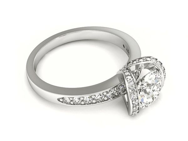 Pierścionek zaręczynowy z diamentami białe złoto - p16036b