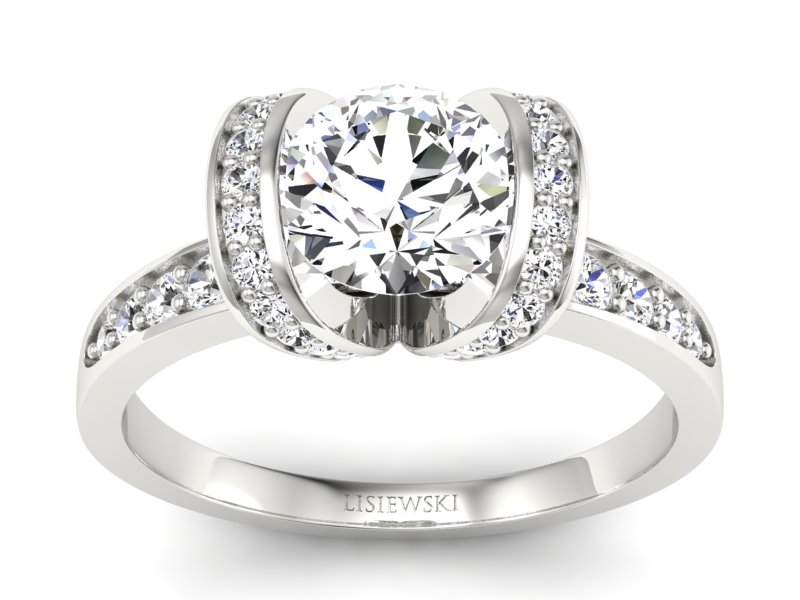 Pierścionek zaręczynowy z diamentami białe złoto - p16036b