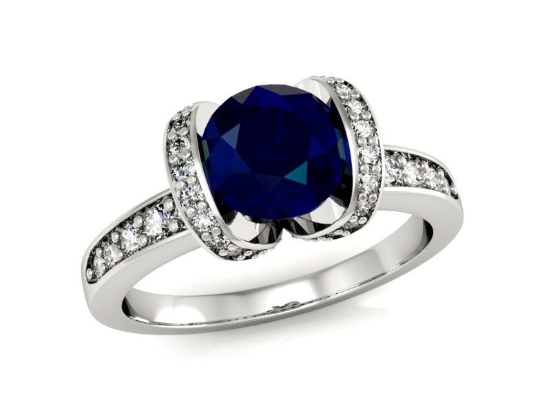 Pierścionek zaręczynowy z szafirem z brylantami - p16036bsz — zdjęcie 4