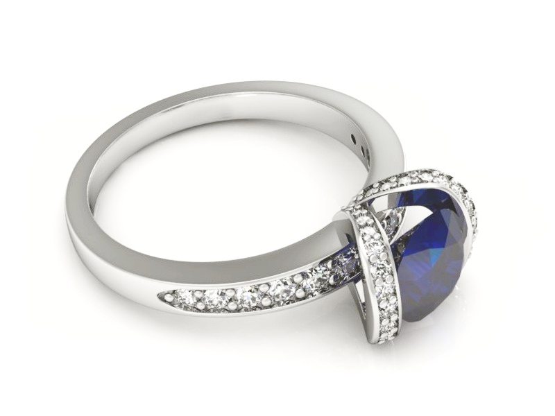 Pierścionek zaręczynowy z szafirem z brylantami - p16036bsz — zdjęcie 5