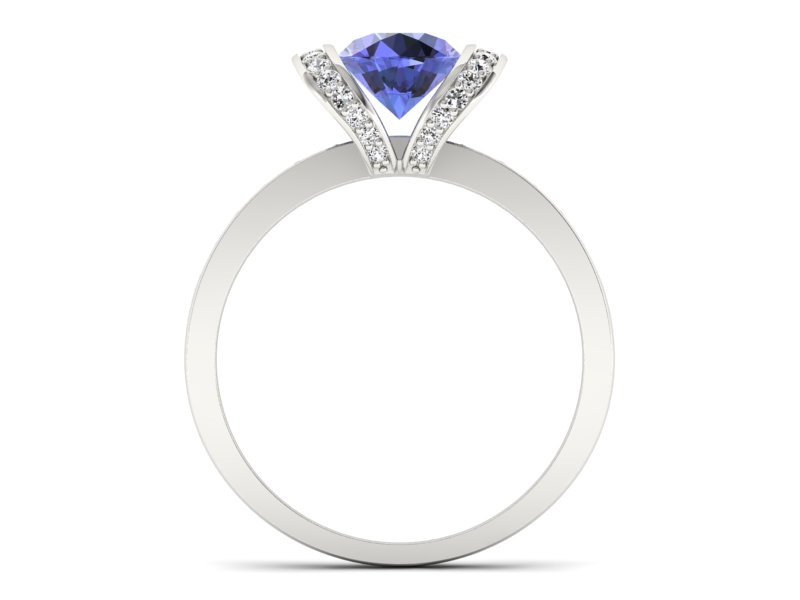 Pierścionek z tanzanitem białe złoto z brylantami - p16036bt — zdjęcie 2