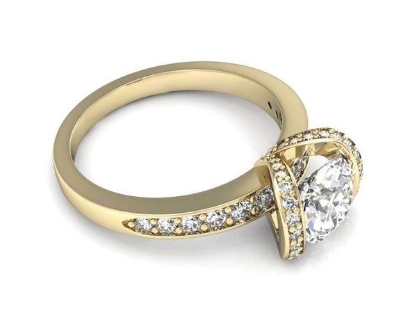 Pierścionek zaręczynowy z brylantami żółte złoto - p16036z