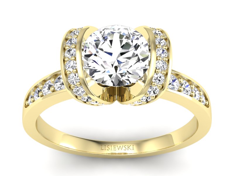 Pierścionek zaręczynowy z brylantami żółte złoto - p16036z