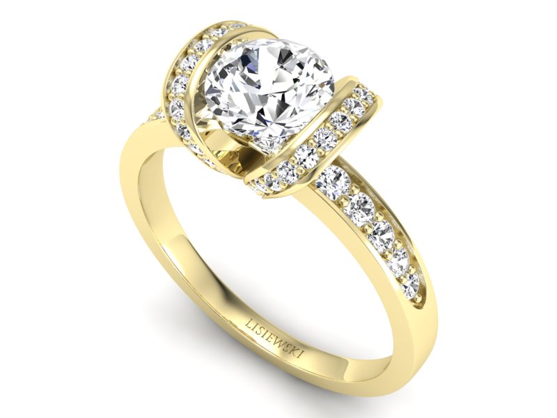 Pierścionek zaręczynowy z brylantami żółte złoto - p16036z — zdjęcie 3