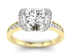 Pierścionek z diamentami żółte i białe złoto - p16036zb