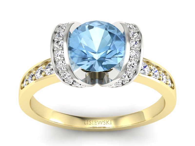 Złoty pierścionek z topazem i brylantami - p16036zba