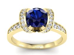 Złoty pierścionek z szafirem i diamentami - p16036zszc