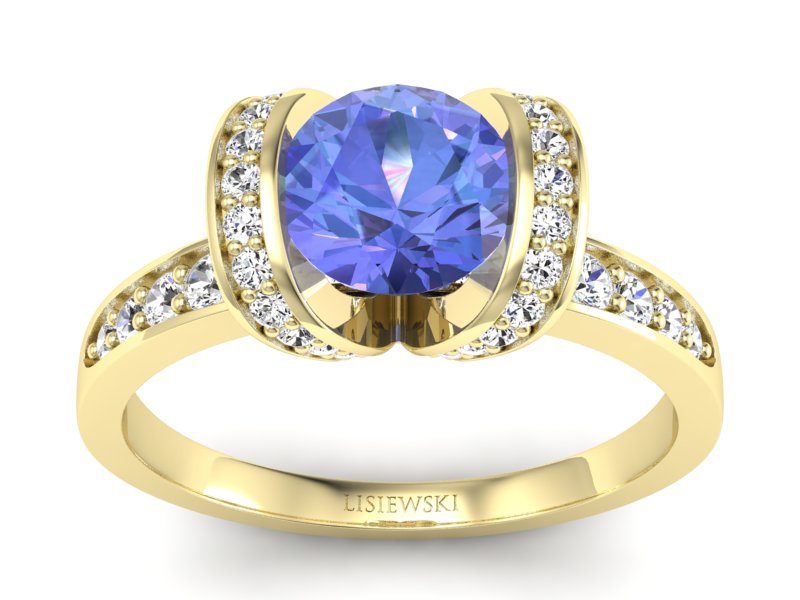 Pierścionek zaręczynowy z tanzanitem i brylantami - p16036zt