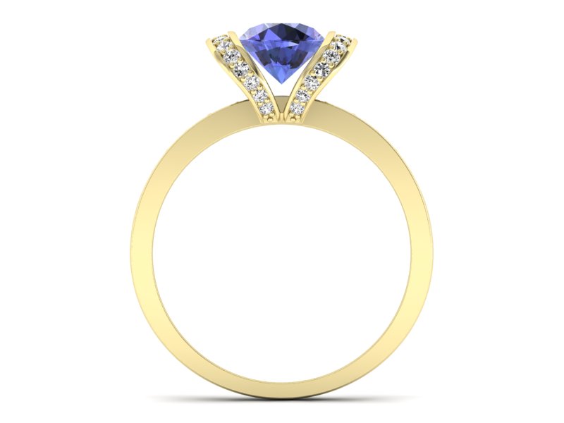 Pierścionek zaręczynowy z tanzanitem i brylantami - p16036zt — zdjęcie 2