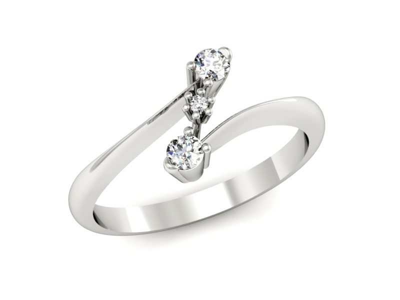 Złoty pierścionek z brylantami białe złoto - p16037b