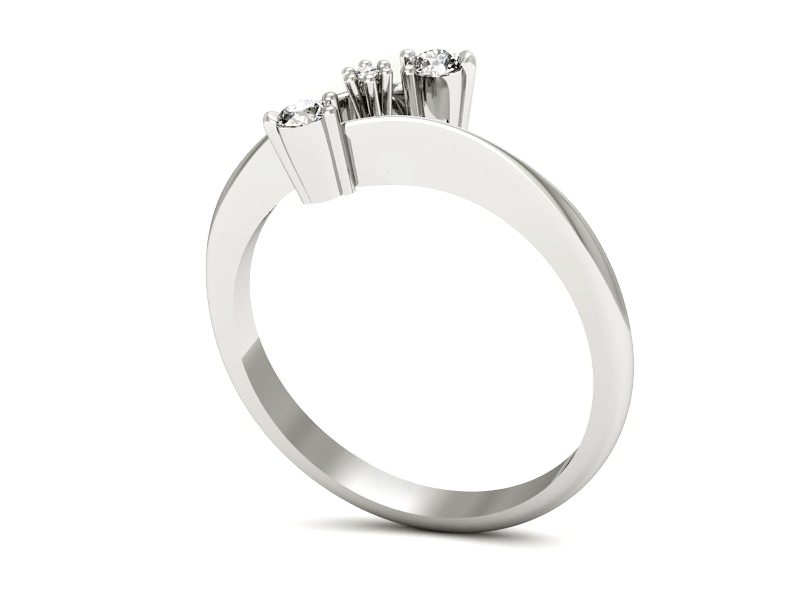 Złoty pierścionek z brylantami białe złoto - p16037b — zdjęcie 3