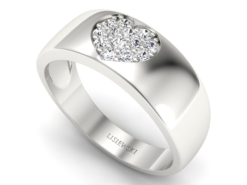 Złoty pierścionek z brylantami białe złoto - p16038b — zdjęcie 3