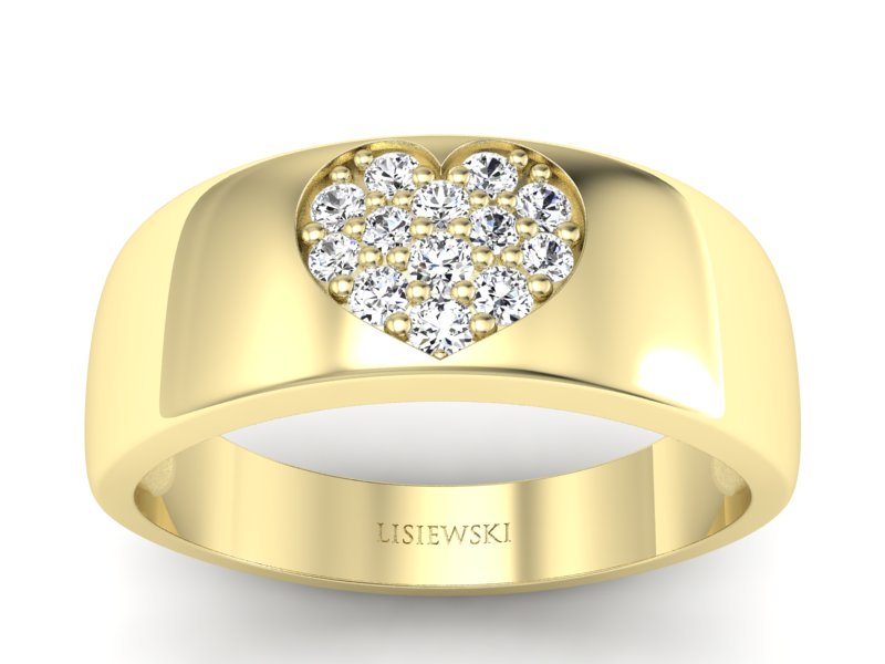 Złoty pierścionek z diamentami żółte złoto - p16038z